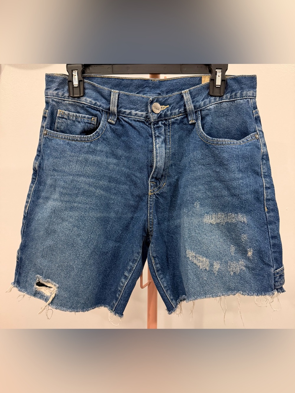 Women's Blue Distressed Denim Shorts